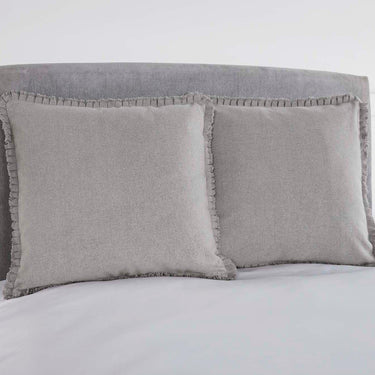 Burlap Dove Grey Fabric Euro Sham w/ Fringed Ruffle 26x26 VHC Brands - The Fox Decor